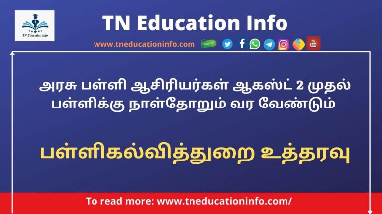 Govt School Teachers | அரசு பள்ளி ஆசிரியர்கள் பள்ளிக்கு வர வேண்டும்