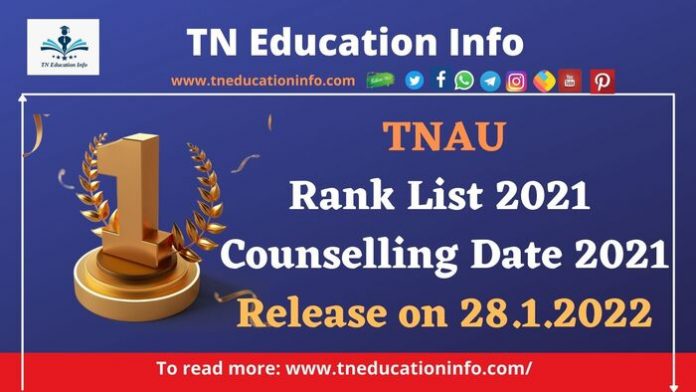 TNAU RANK LIST 2021
